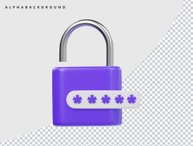 3D Purple Padlock with Password