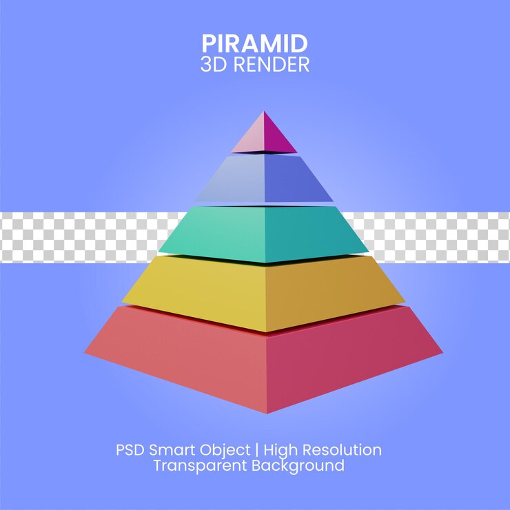 PSD 3d pyramid icon isolated