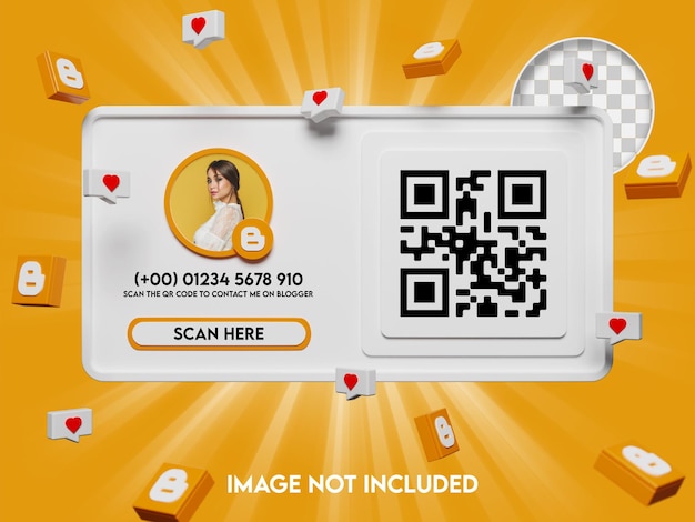 3d qr code and follow on blogger mockup