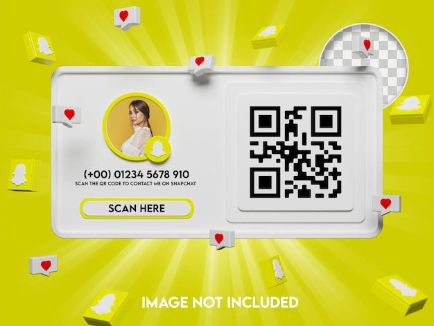 3d qr code and follow on snapchat mockup
