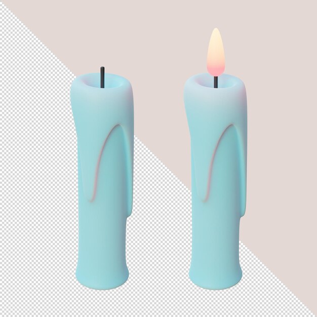 PSD 3d queimando velas azuis