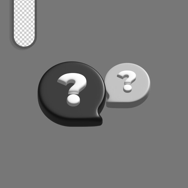 3D Question Marks in Speech Bubbles for FAQ and Support