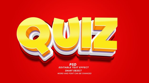 PSD 3d quiz psd modelo de photoshop de efectos de texto editables