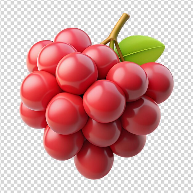 PSD 3d un racimo de uvas rojas aisladas sobre un fondo transparente