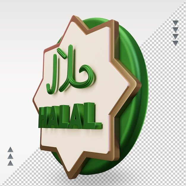 3d-ramadan-halal-symbol, das die rechte ansicht wiedergibt