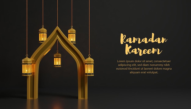 3d ramadan kareem dekoration mit lampe