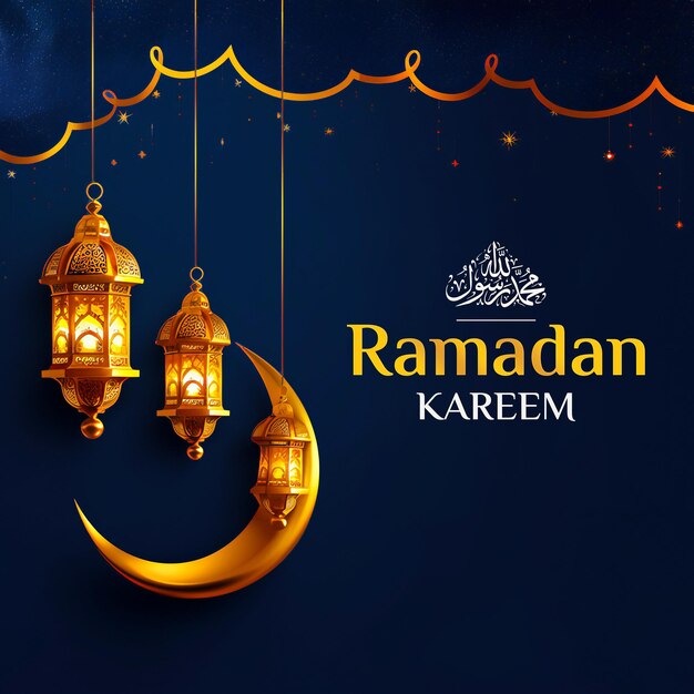 PSD 3d ramadan kareem soziale banner vorlage islamische laternen