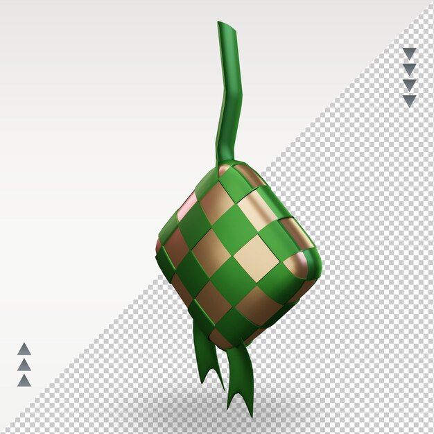 3d ramadan Ketupat icon rendering vista derecha