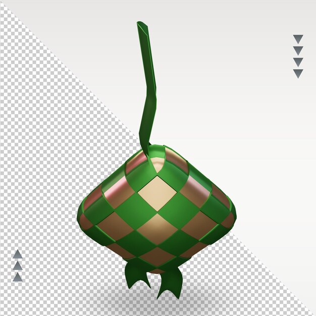 3d ramadan ketupat icon rendering vista superior