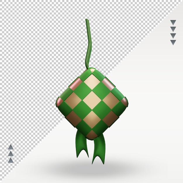 3D-Ramadan-Ketupat-Symbol, das die Vorderansicht wiedergibt