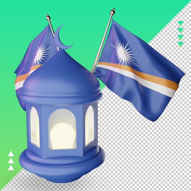 PSD 3d-ramadan-laterne flagge der marshallinseln, linke ansicht