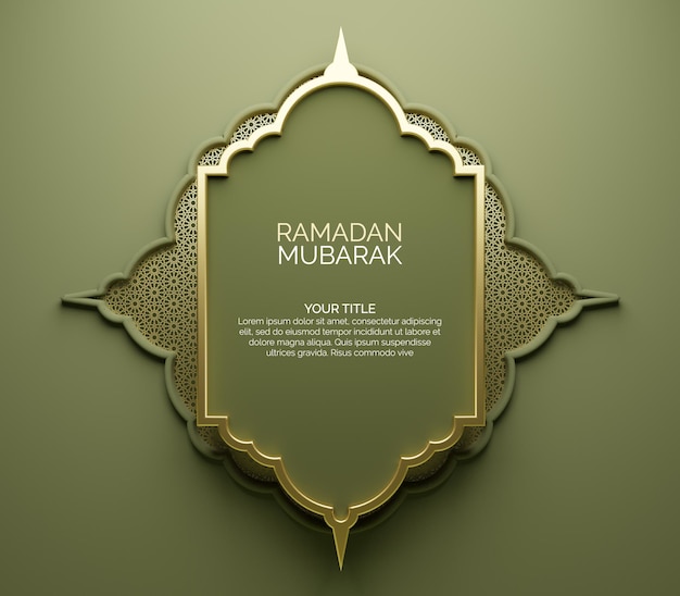 3D Ramadan Mubarak Hintergrund mit islamischer Postvorlage