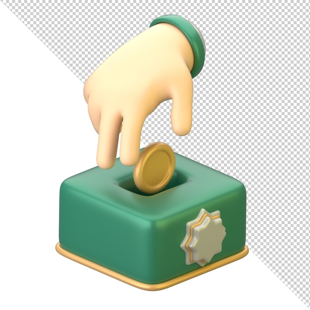 PSD 3d ramadán sadaqah icono de gesto de la mano