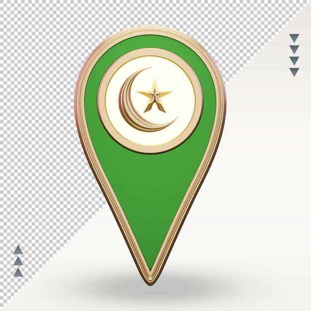 3D-Ramadan-Standortsymbol, das Vorderansicht wiedergibt