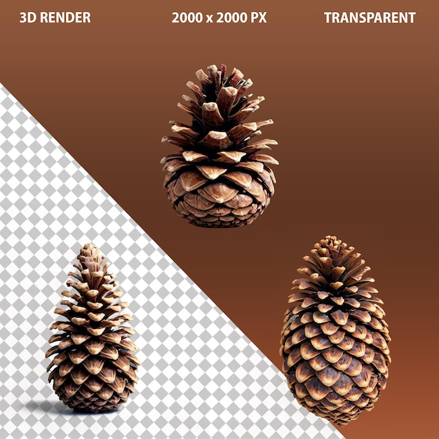 3d realisitc pine corn on transparent background