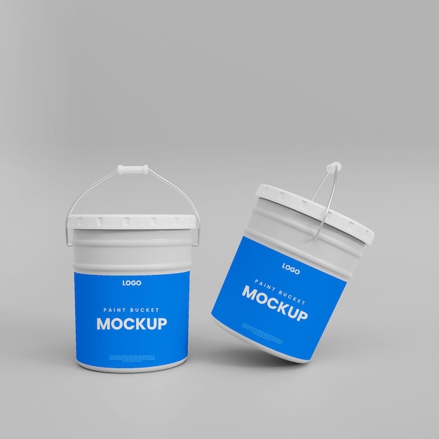 3d realista big paint buckt mockup