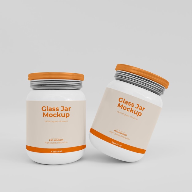 PSD 3d realista glass jar mockup