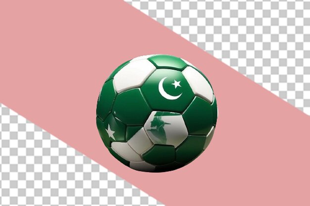 3d realista de pelota de pie con la bandera de pakistán