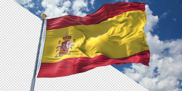 3d realista representa la bandera de españa transparente