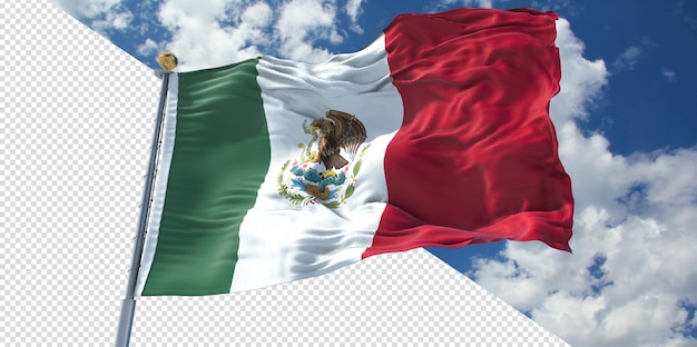 PSD 3d realista representa la bandera de méxico transparente