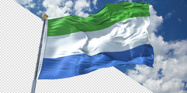 3d realista representa la bandera de sierra leona transparente