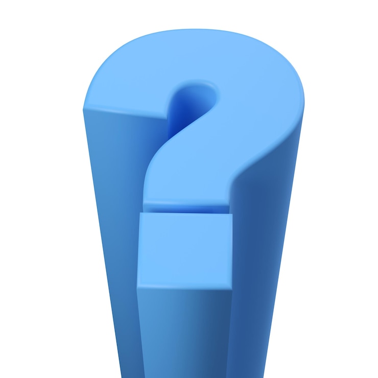 PSD 3d realista signo de interrogación azul plantilla de lujo diseño decorativo ilustración minimalista brillante