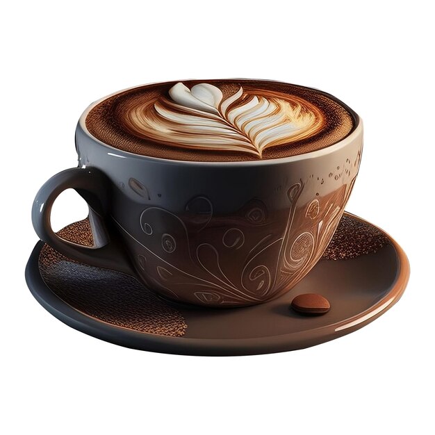 PSD 3d realista de taza de café de taza de café de dibujos animados.