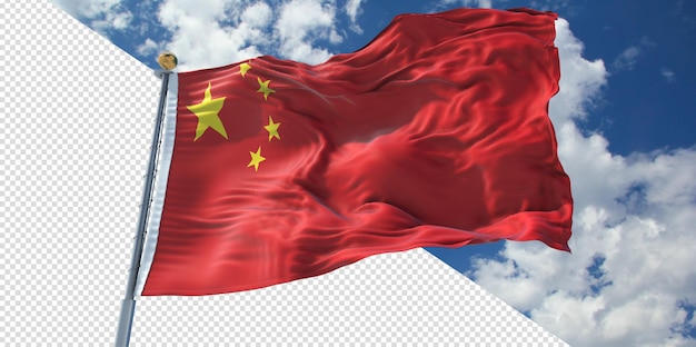 3d realista torna a bandeira da China transparente