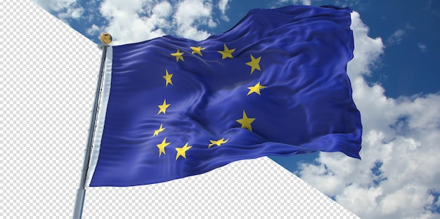 3d realista torna a bandeira da União Europeia transparente