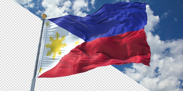 3D realista torna a bandeira das Filipinas transparente