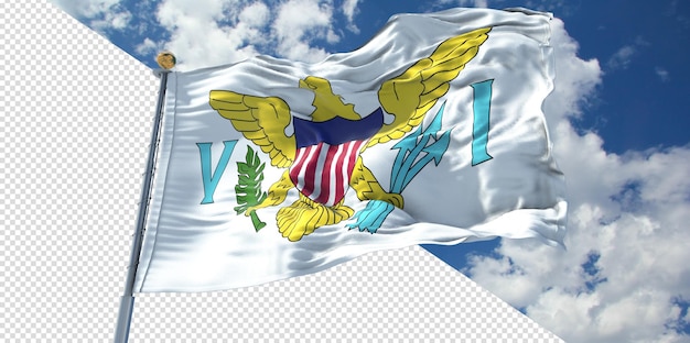 PSD 3d realista torna a bandeira das ilhas virgens transparente