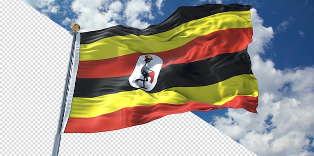 PSD 3d realista torna a bandeira de uganda transparente