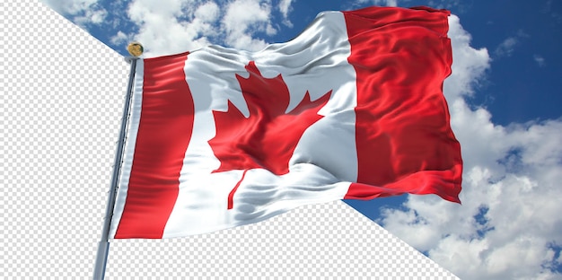 PSD 3d realista torna a bandeira do canadá transparente