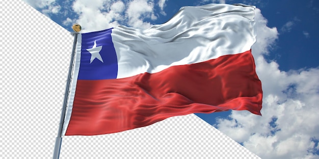 3d realista torna a bandeira do Chile transparente