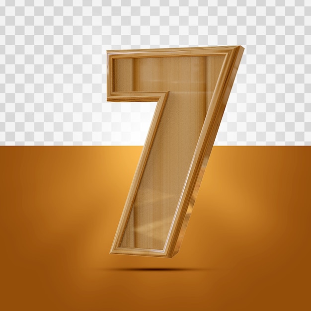 3d réaliste 7 numéro texture en bois isolé