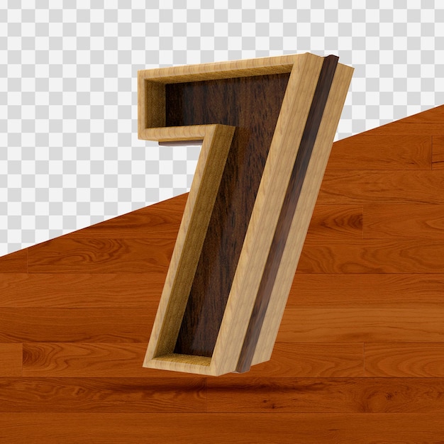 3d réaliste 7 numéro texture en bois isolé