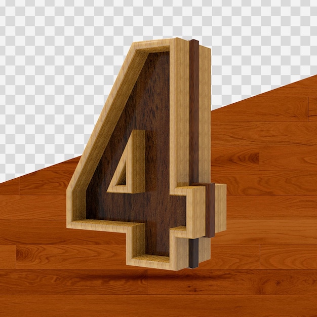 PSD 3d réaliste 7 numéro texture en bois isolé