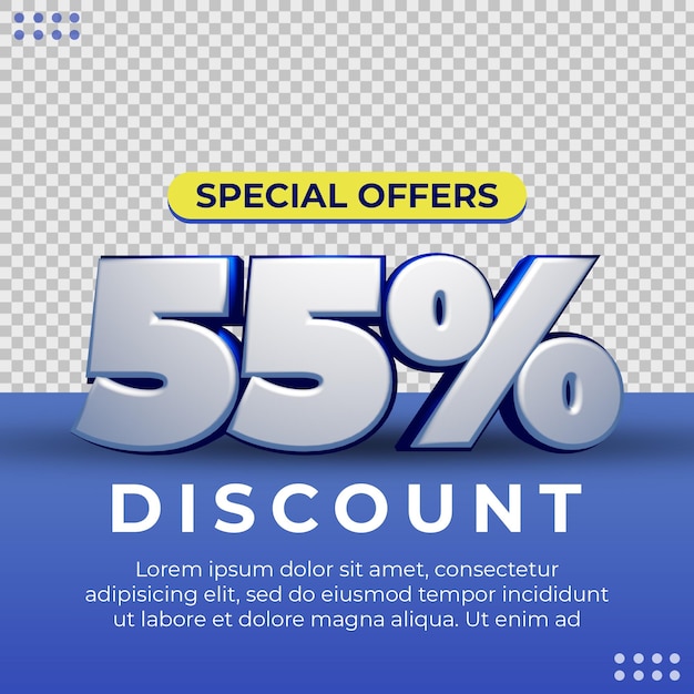 3D Réaliste Blue Discount Social Media