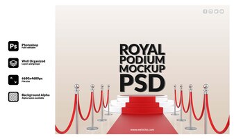 PSD 3d réaliste d'un podium de tapis rouge royal minimaliste pour la présentation du produit premium psd