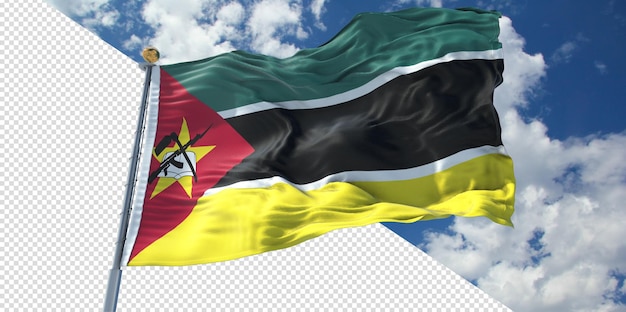 PSD 3d réaliste rend le drapeau du mozambique transparent