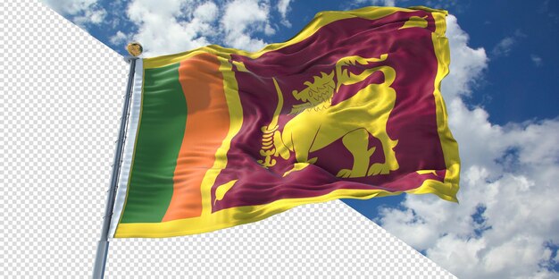 PSD 3d réaliste rend le drapeau du sri lanka transparent