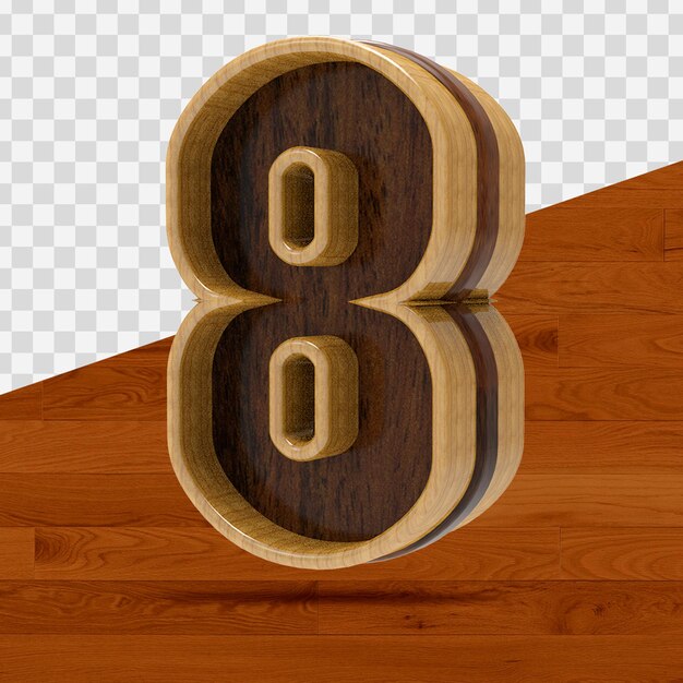 3d realistic 7 number wooden texture isolated