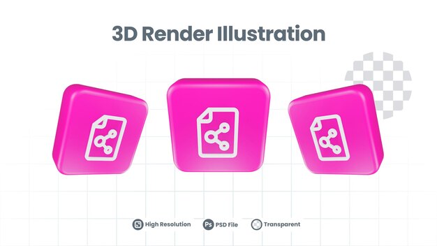 3D Realistic file share Icon For Web Mobile App Social Media Promotion