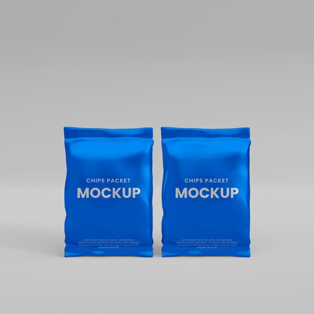 3d realistic foil packet mockup