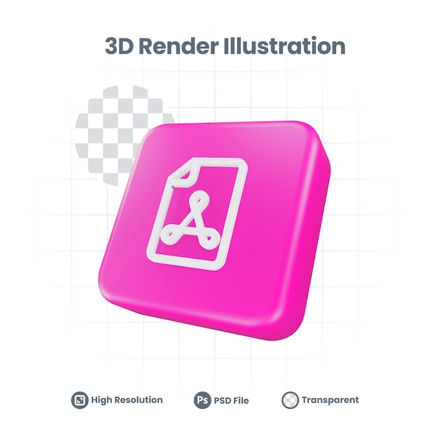 3d realistic folder acrobat reader icon for web mobile app social media promotion