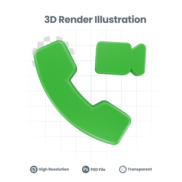 3d realistic video call icon for web mobile app social media promotion