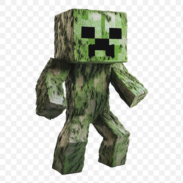 3D realistico Minecraft Creeper con texture e illuminazione dettagliate