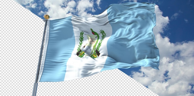 3d realistico rende trasparente la bandiera del Guatemala