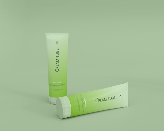 3d realistische creme tube und box mockup