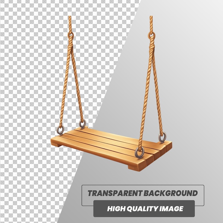PSD 3d-realistische holzschwingung auf durchsichtigem hintergrund psd-datei